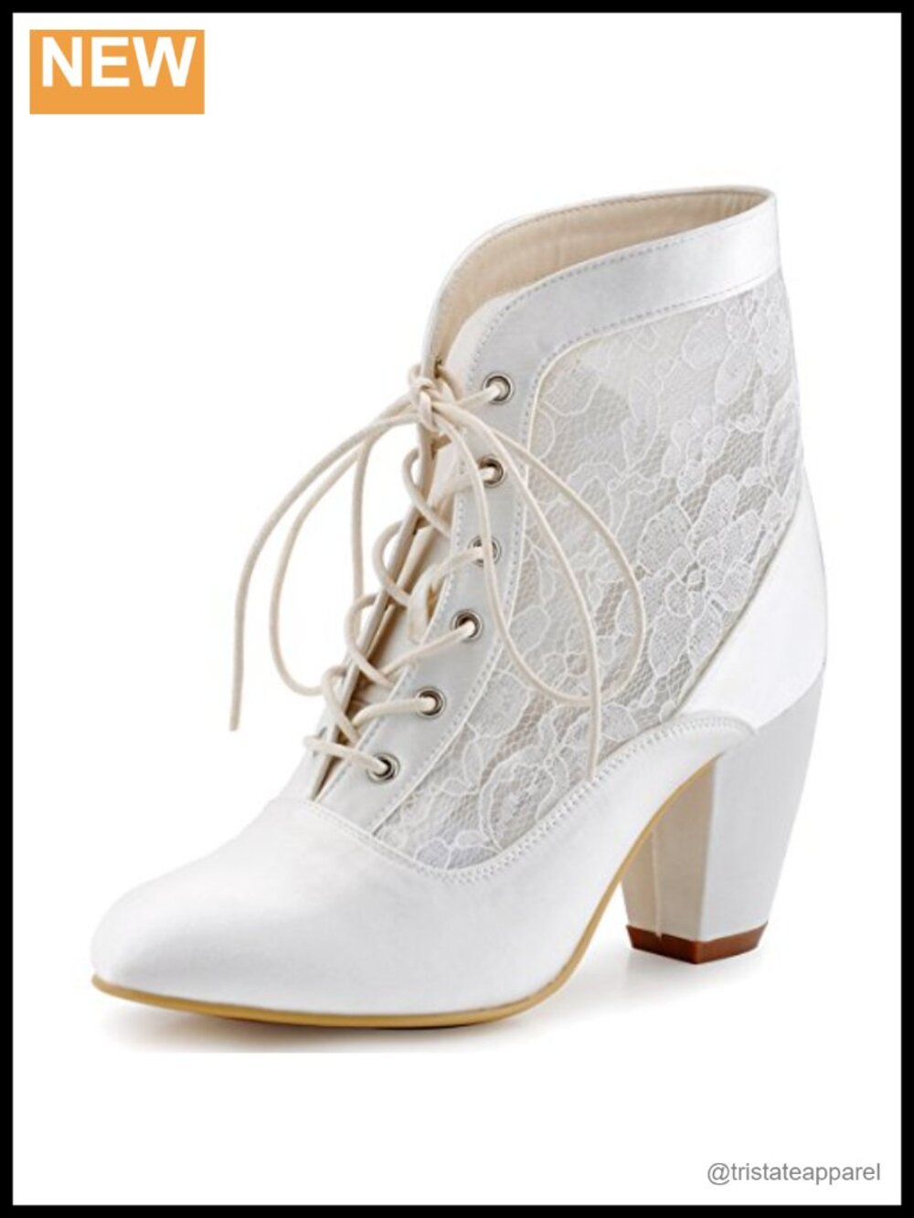 Ivory Lace Wedding Boots Ankle Booties Bride High Heel Lace-up Victorian